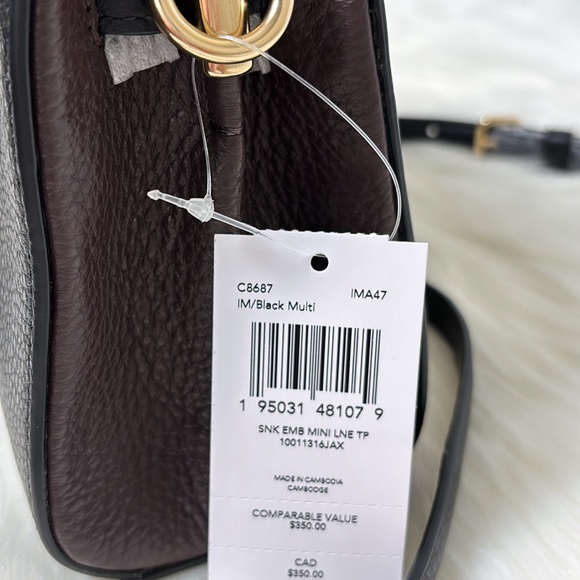 NWT💃Coach Mini Lane Top Handle Gold/Black Multi Purse - Picture 11 of 11